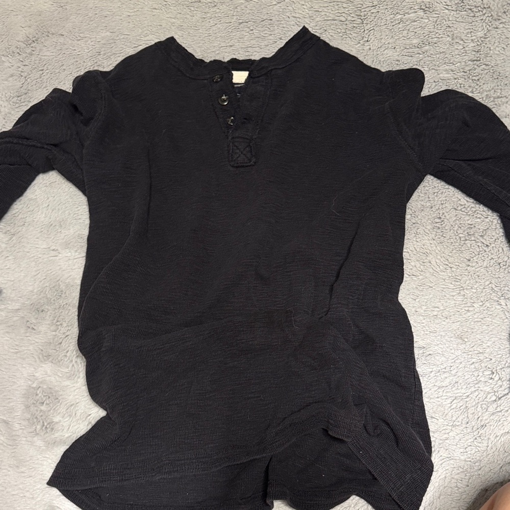 St. John's Bay Black Long-Sleeve Henley Shirt